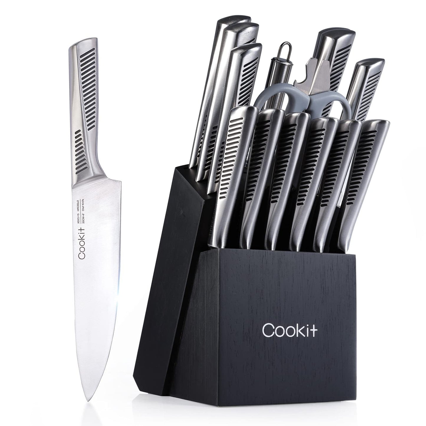 German Stainless Steel Knife Set with Block