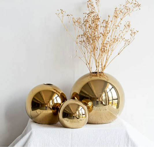 Plating Golden Ball Ceramic Vase