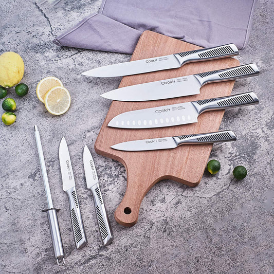 German Stainless Steel Knife Set with Block